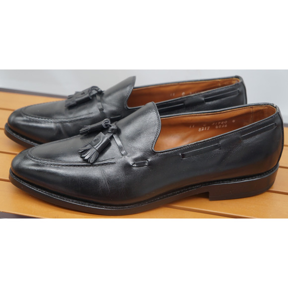 Allen Edmonds Mens Size 11 D Grayson Black Leather Tassel Loafers Leather Heels Allen Edmonds AE Grayson Black Leather Tassel Loafers Shoes  main image 2